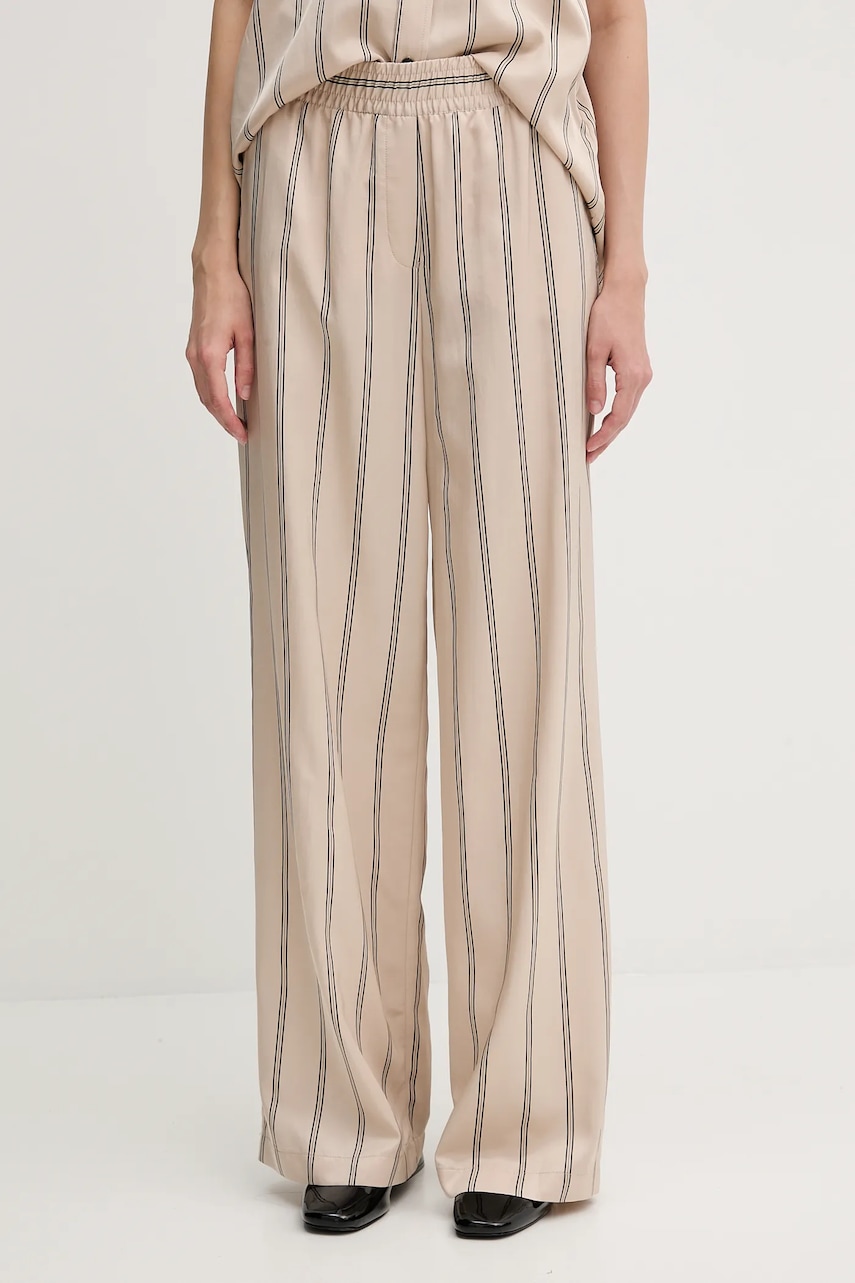 Marc Aurel pantaloni culoarea bej, lat, high waist, 1856-1000-93421 Marc Aurel pantaloni culoarea bej, lat, high waist, 1856-1000-93421