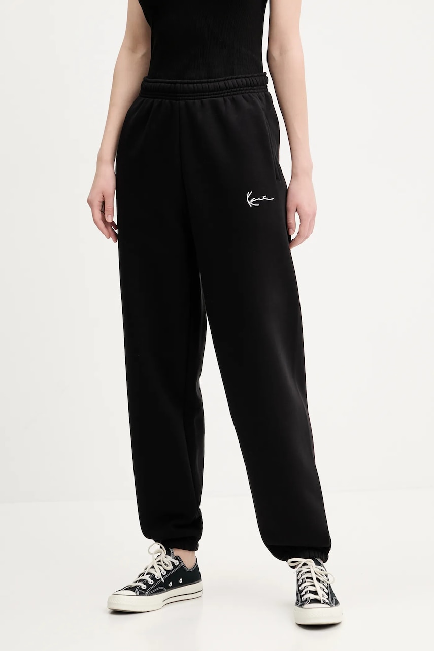 Karl Kani pantaloni de trening femei, culoarea negru, neted, 61030058 Karl Kani pantaloni de trening femei, culoarea negru, neted, 61030058