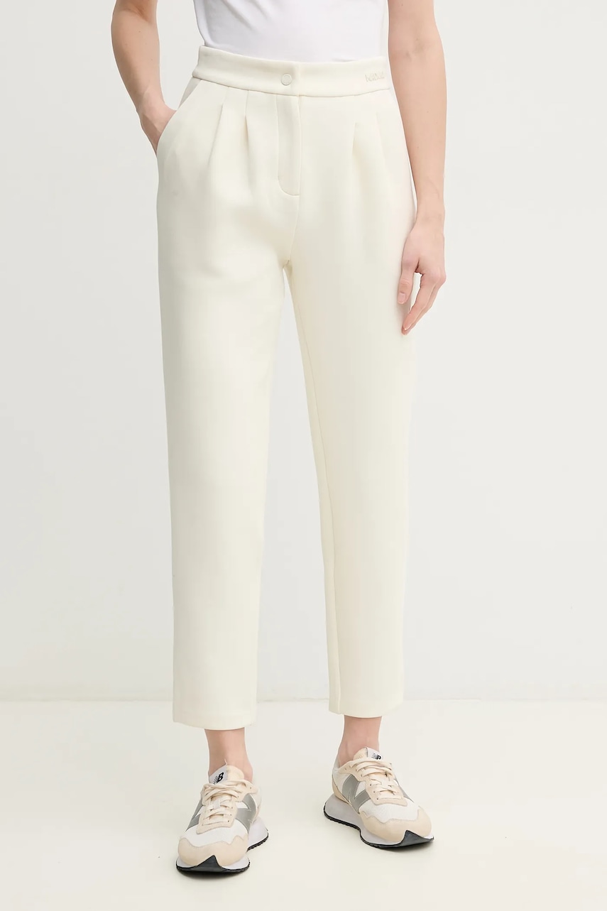 MACKAGE pantaloni femei, culoarea bej, fason tigareta, high waist, MARIANA