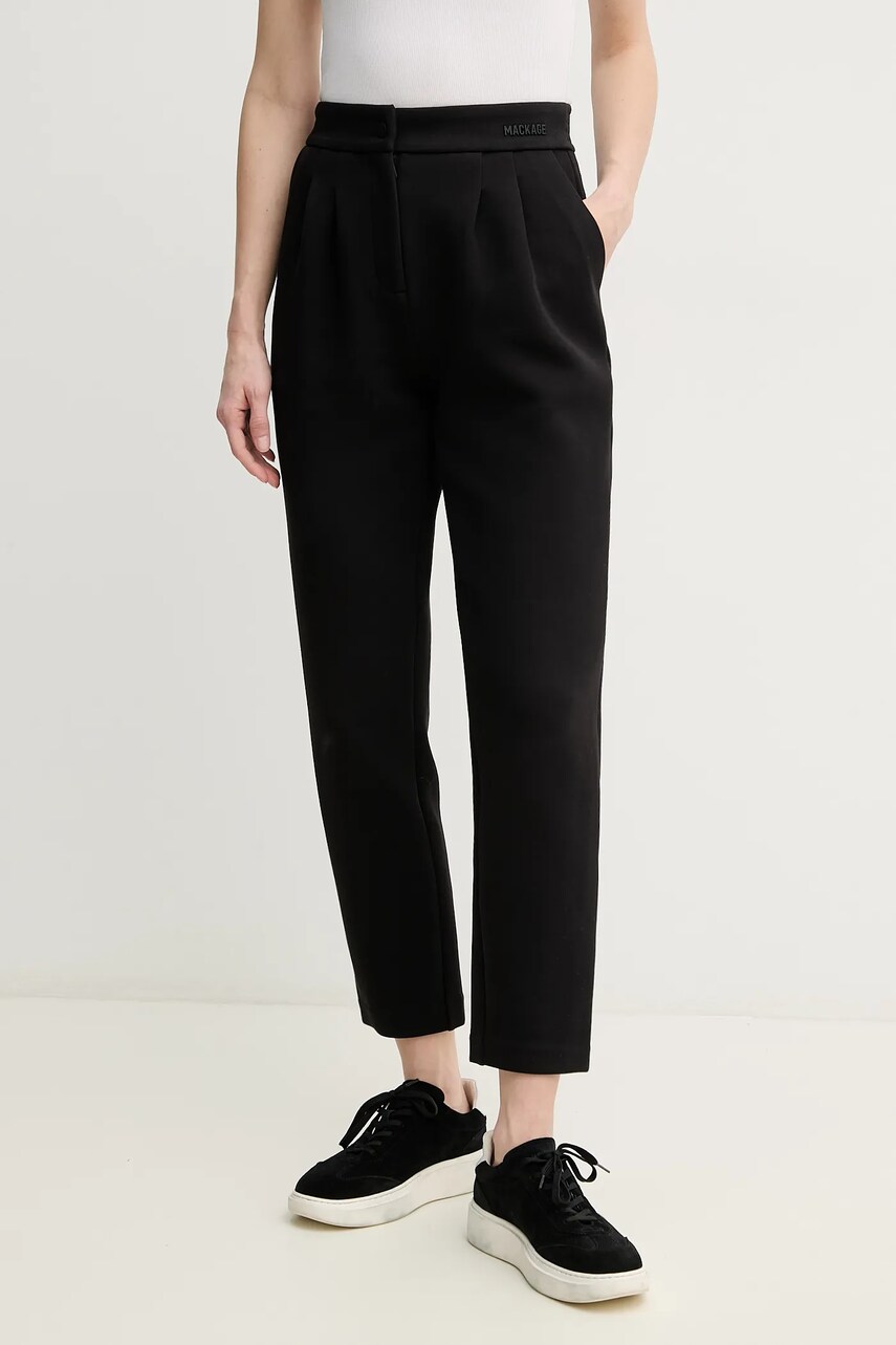 MACKAGE pantaloni femei, culoarea negru, fason tigareta, high waist, MARIANA