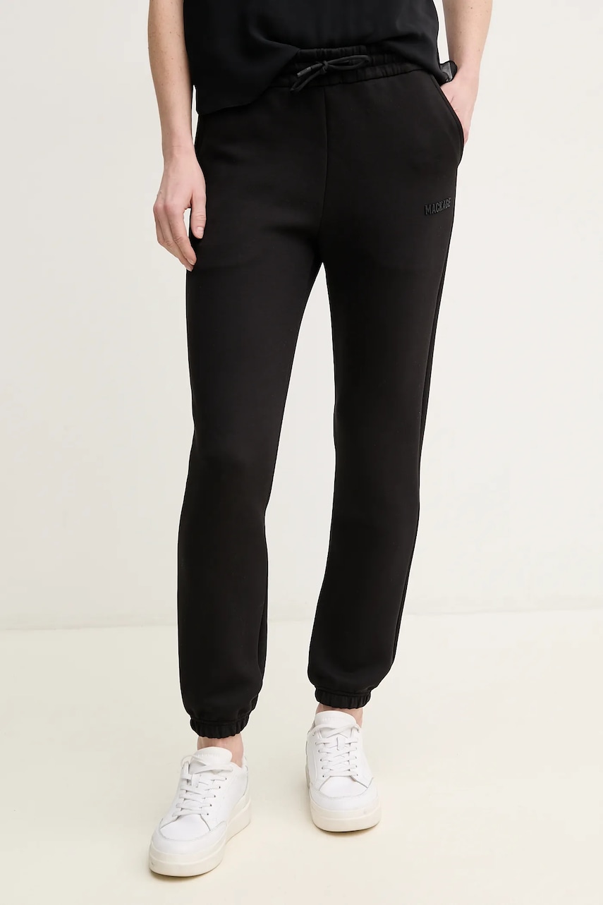 MACKAGE pantaloni de trening femei, culoarea negru, neted, NEV.R