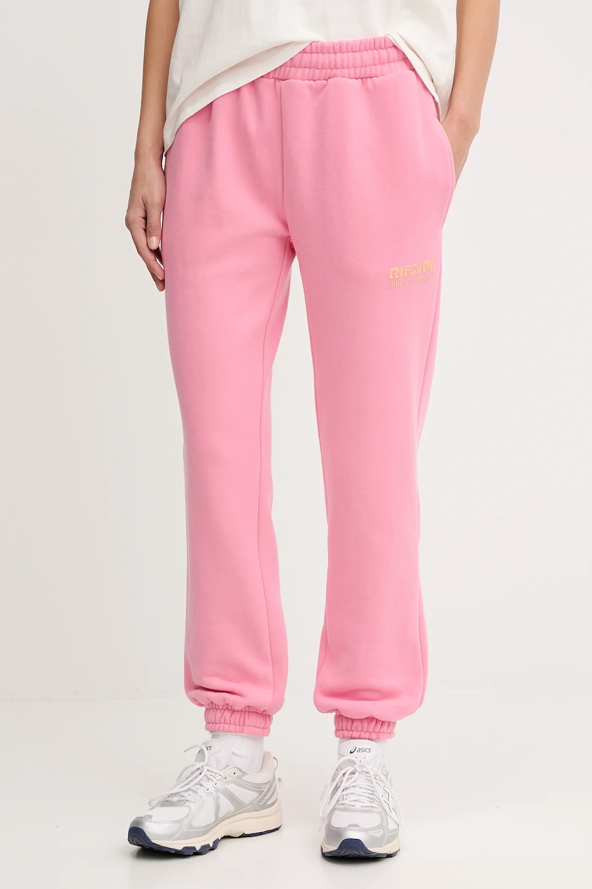 Rip Curl pantaloni de trening culoarea roz, cu imprimeu, 03LWPA