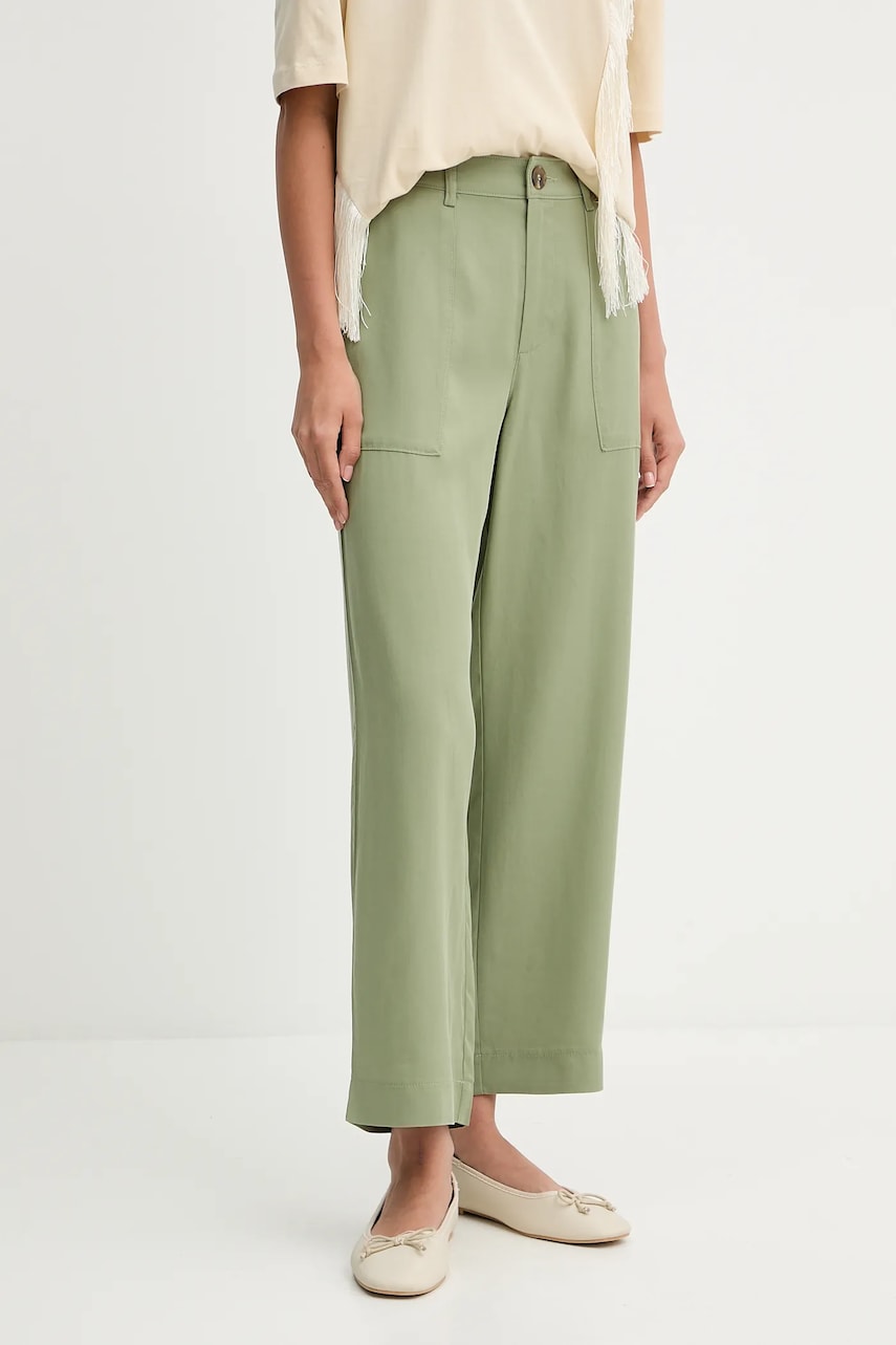 United Colors of Benetton pantaloni culoarea verde, drept, high waist, 4NPHDF09D