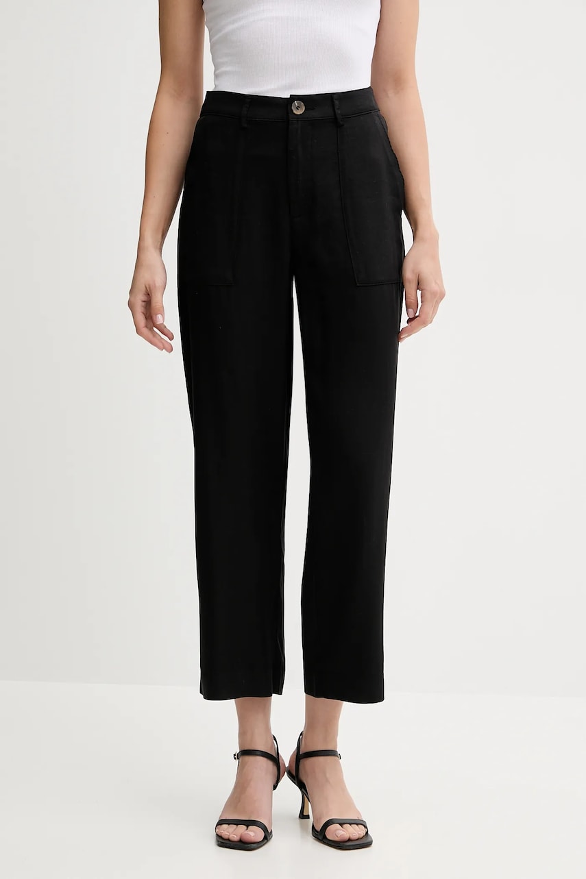 United Colors of Benetton pantaloni culoarea negru, drept, high waist, 4NPHDF09D