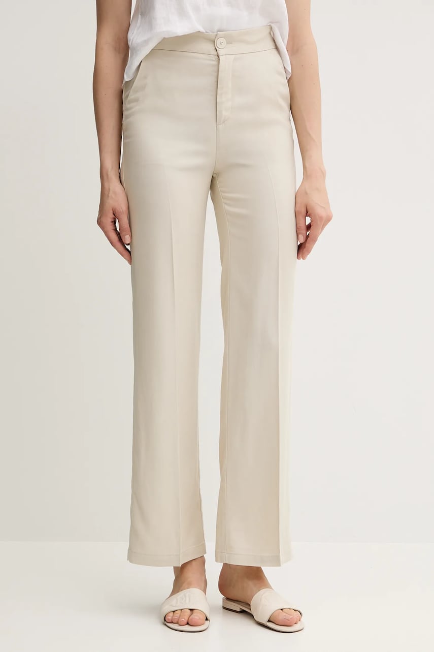 United Colors of Benetton pantaloni culoarea bej, drept, high waist, 4T91DF099