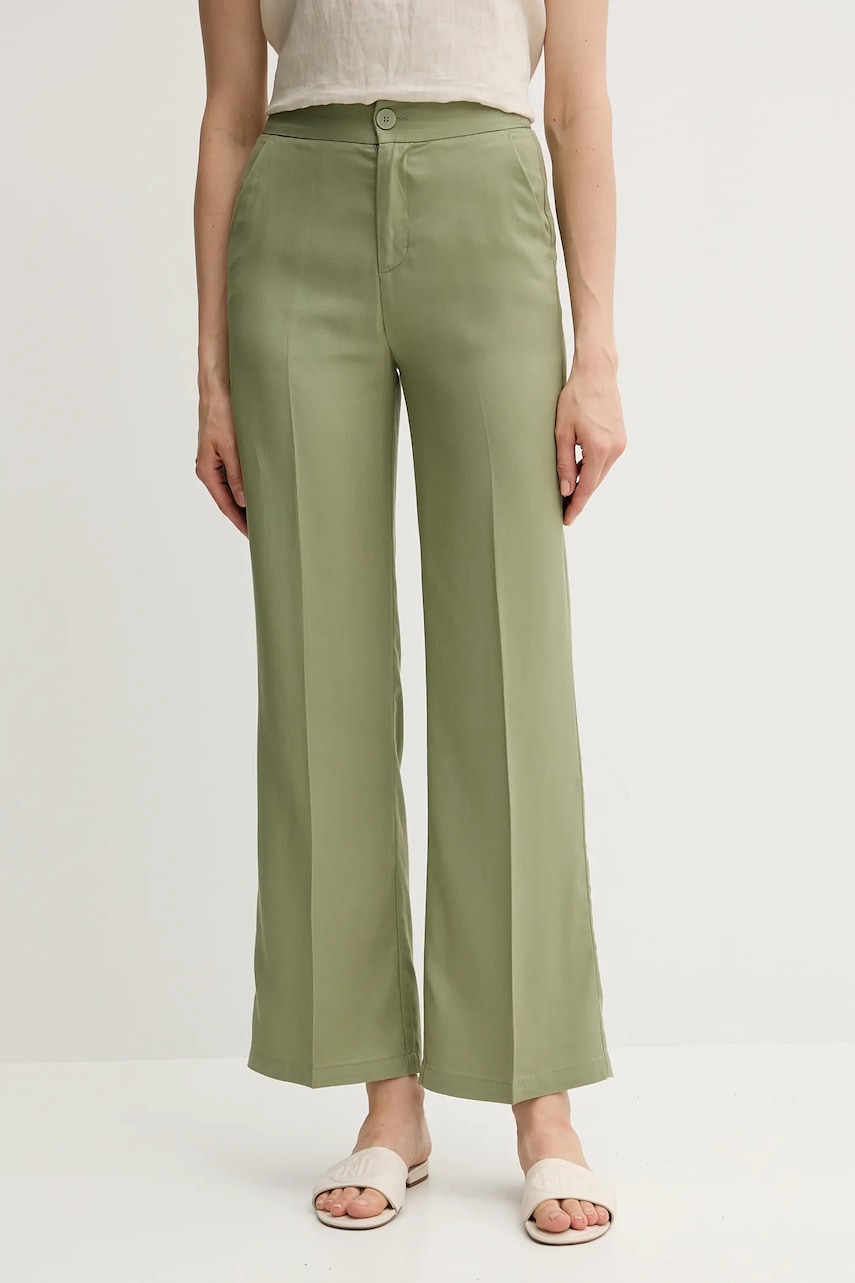 United Colors of Benetton pantaloni culoarea verde, drept, high waist, 4T91DF099