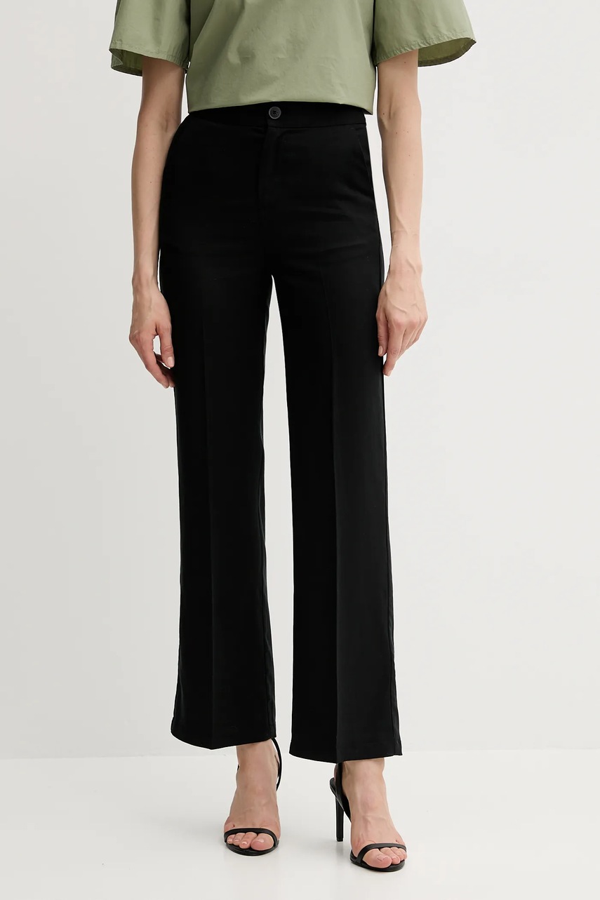 United Colors of Benetton pantaloni culoarea negru, drept, high waist, 4T91DF099