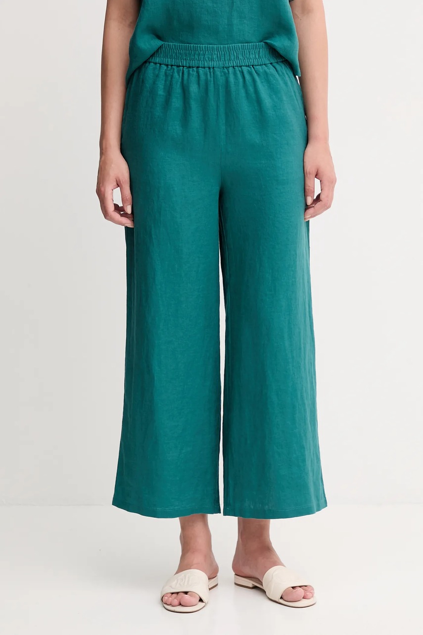 United Colors of Benetton pantaloni din in culoarea verde, drept, high waist, 4AGHDF09G