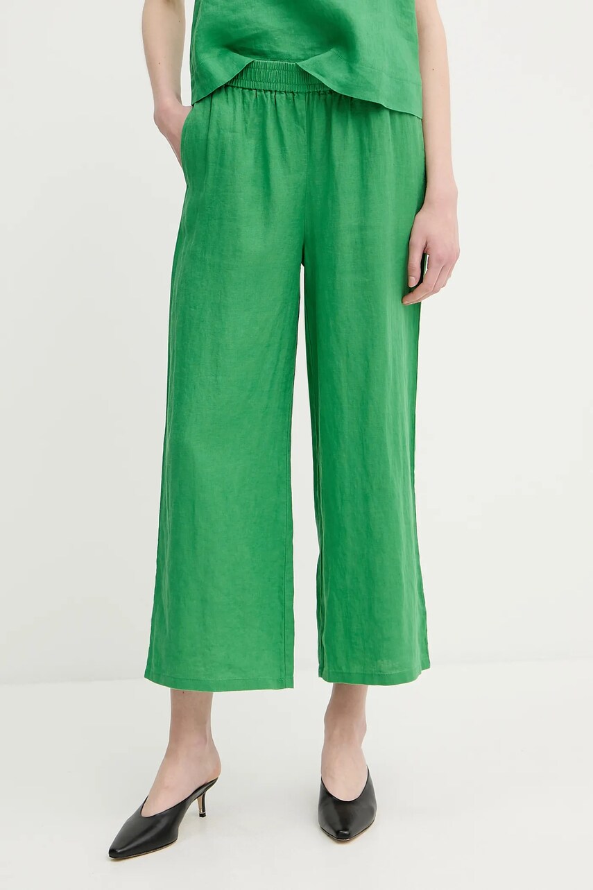 United Colors of Benetton pantaloni din in culoarea verde, drept, high waist, 4AGHDF09G