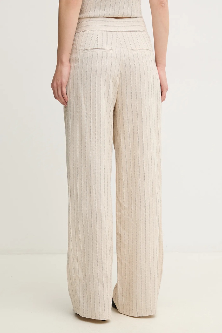 Παντελόνι με λινό μείγμα Hoss Intropia χρώμα: μπεζ, 6549013 φωτογραφία