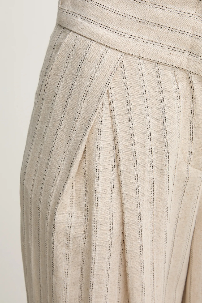 Παντελόνι με λινό μείγμα Hoss Intropia χρώμα: μπεζ, 6549013 φωτογραφία