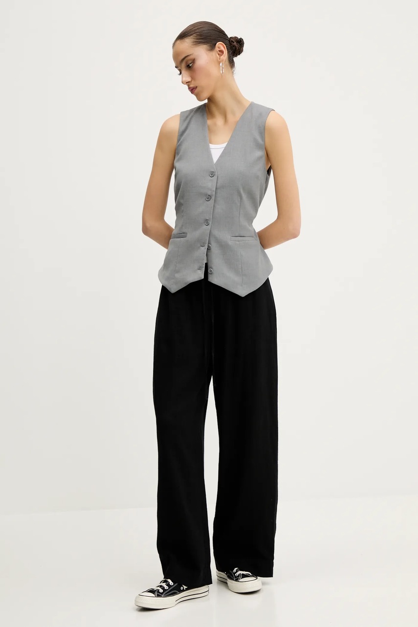 Λινό παντελόνι Abercrombie & Fitch χρώμα: μαύρο, KI156-5199 φωτογραφία