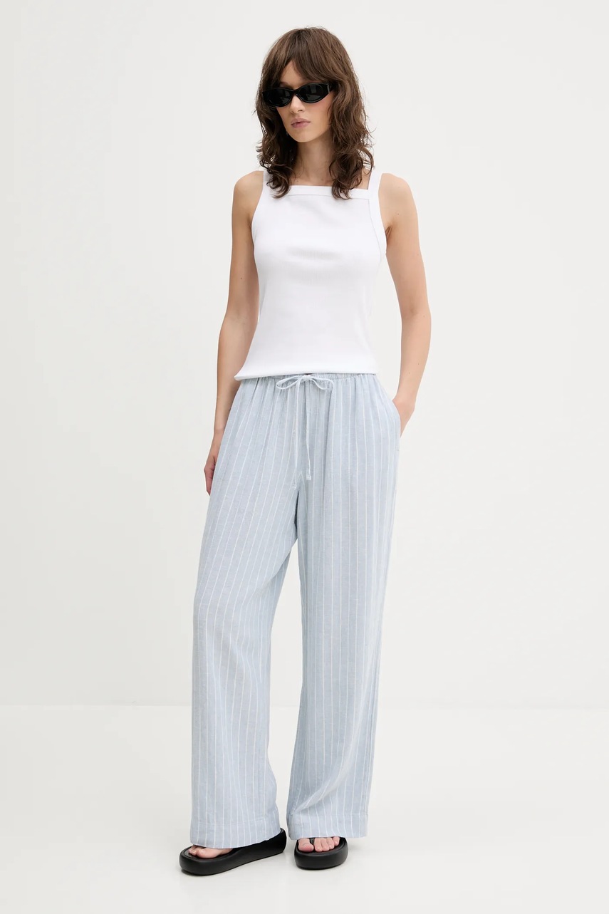 Λινό παντελόνι Abercrombie & Fitch χρώμα: μπλε, KI156-5205 φωτογραφία