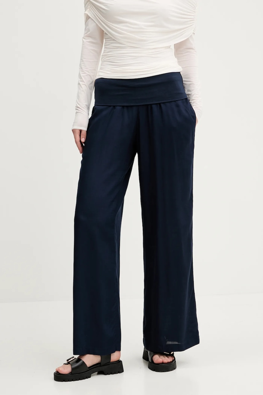 Hollister Co. pantaloni femei, culoarea albastru marin, drept, high waist, KI356-5106