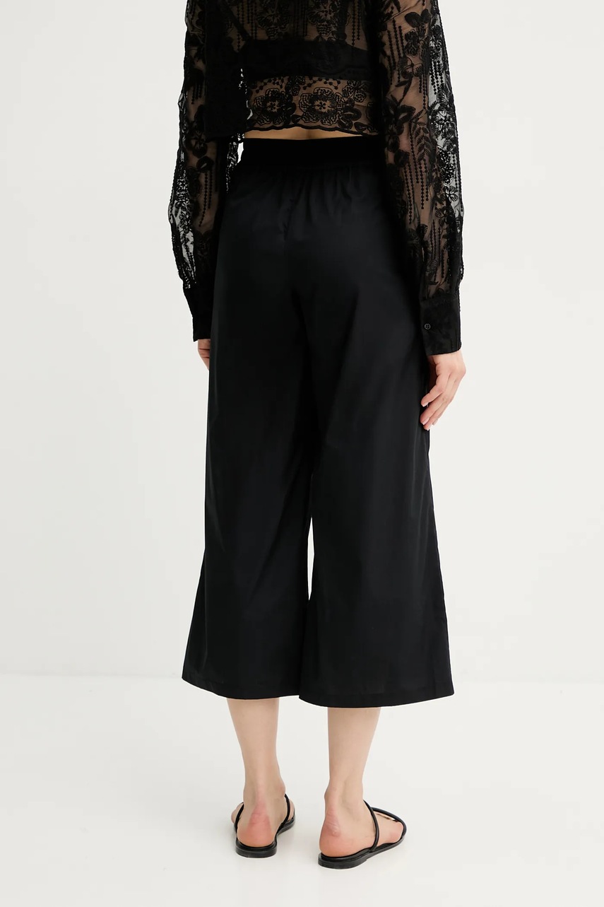Хлопковые брюки Ermanno Scervino цвет чёрный широкие высокая посадка D464P610OVZ