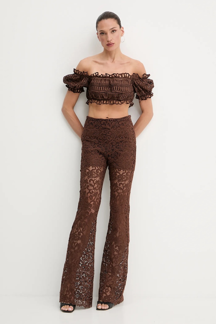 Брюки Ermanno Scervino цвет коричневый клёш высокая посадка D464P605FDHGJ