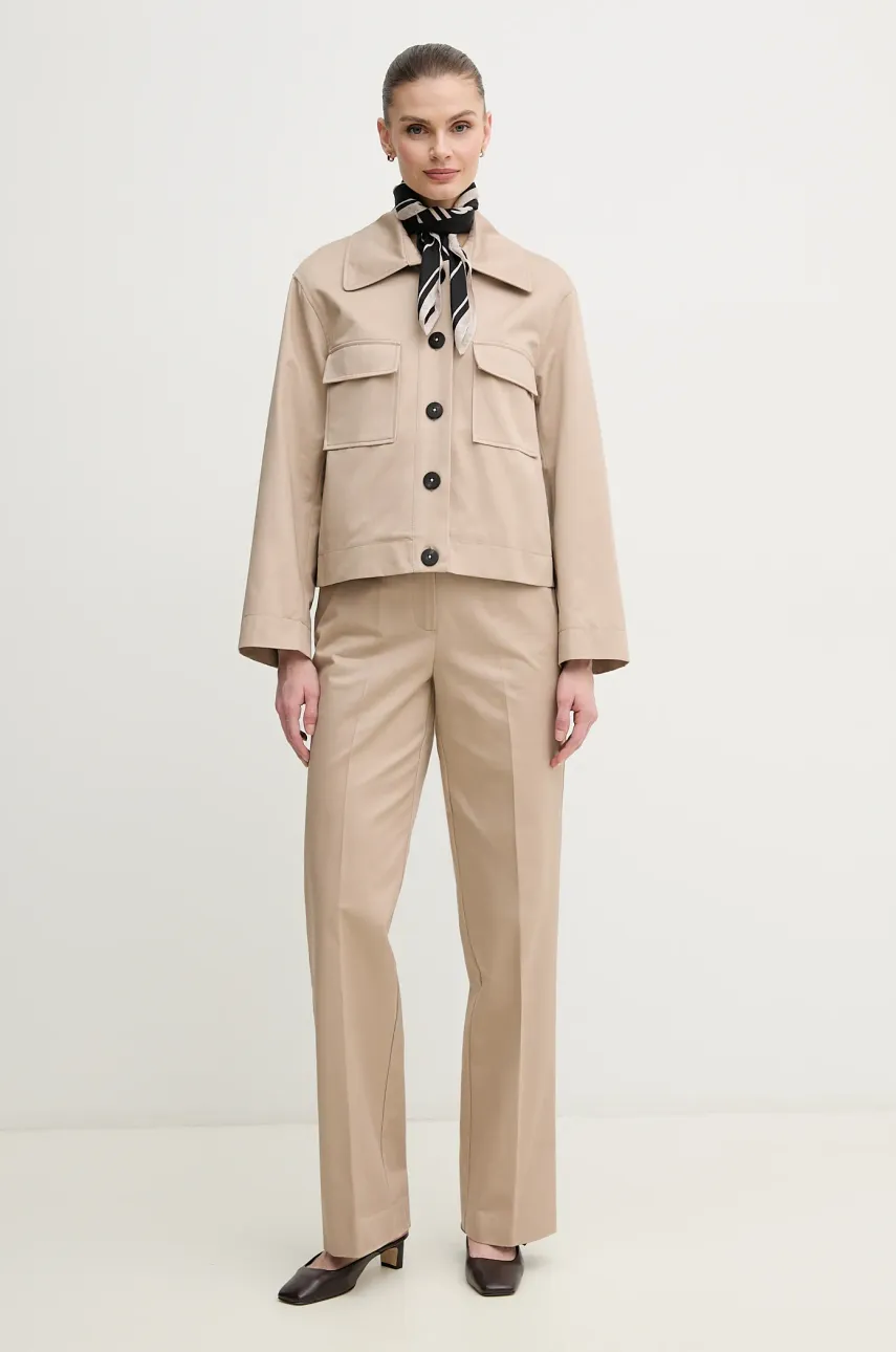 Хлопковые брюки Pedro del Hierro женские цвет бежевый прямые высокая посадка 7609757 Хлопковые брюки Pedro del Hierro женские цвет бежевый прямые высокая посадка 7609757
