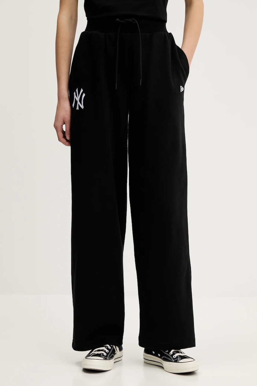 New Era pantaloni de trening culoarea negru, cu imprimeu, 60596487