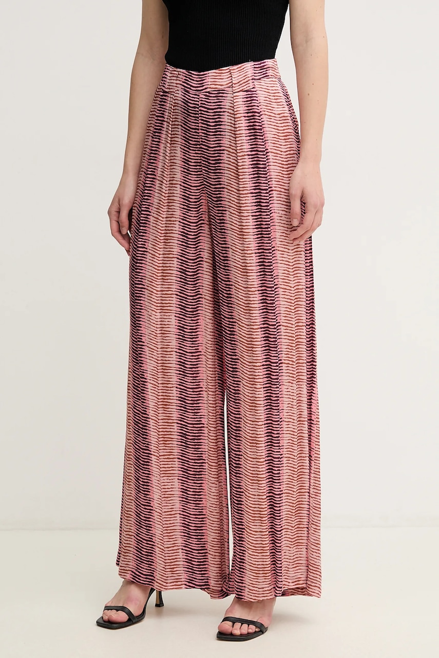 Hoss Intropia pantaloni femei, culoarea roz, drept, high waist, 6549022