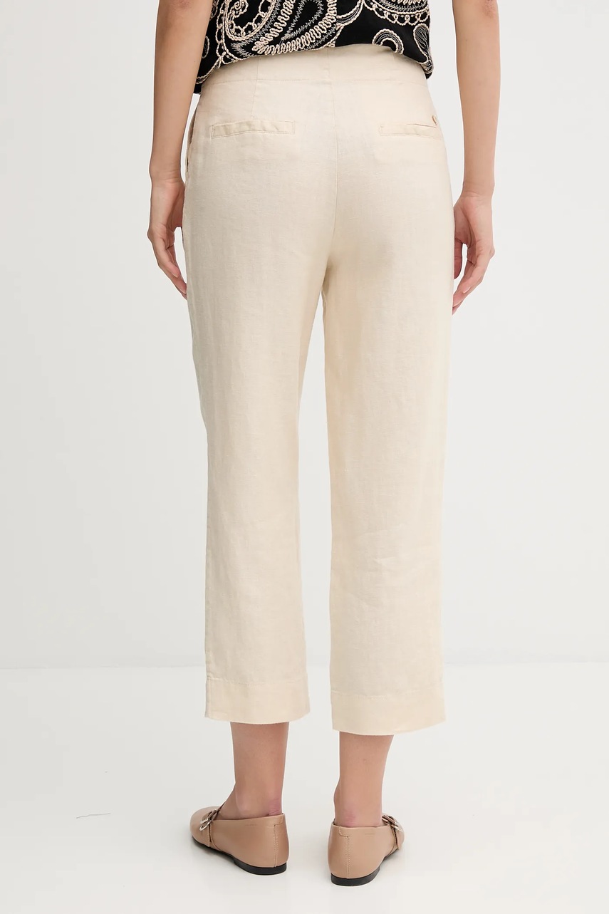 Λινό παντελόνι Pedro del Hierro χρώμα: μπεζ, 7609781 φωτογραφία