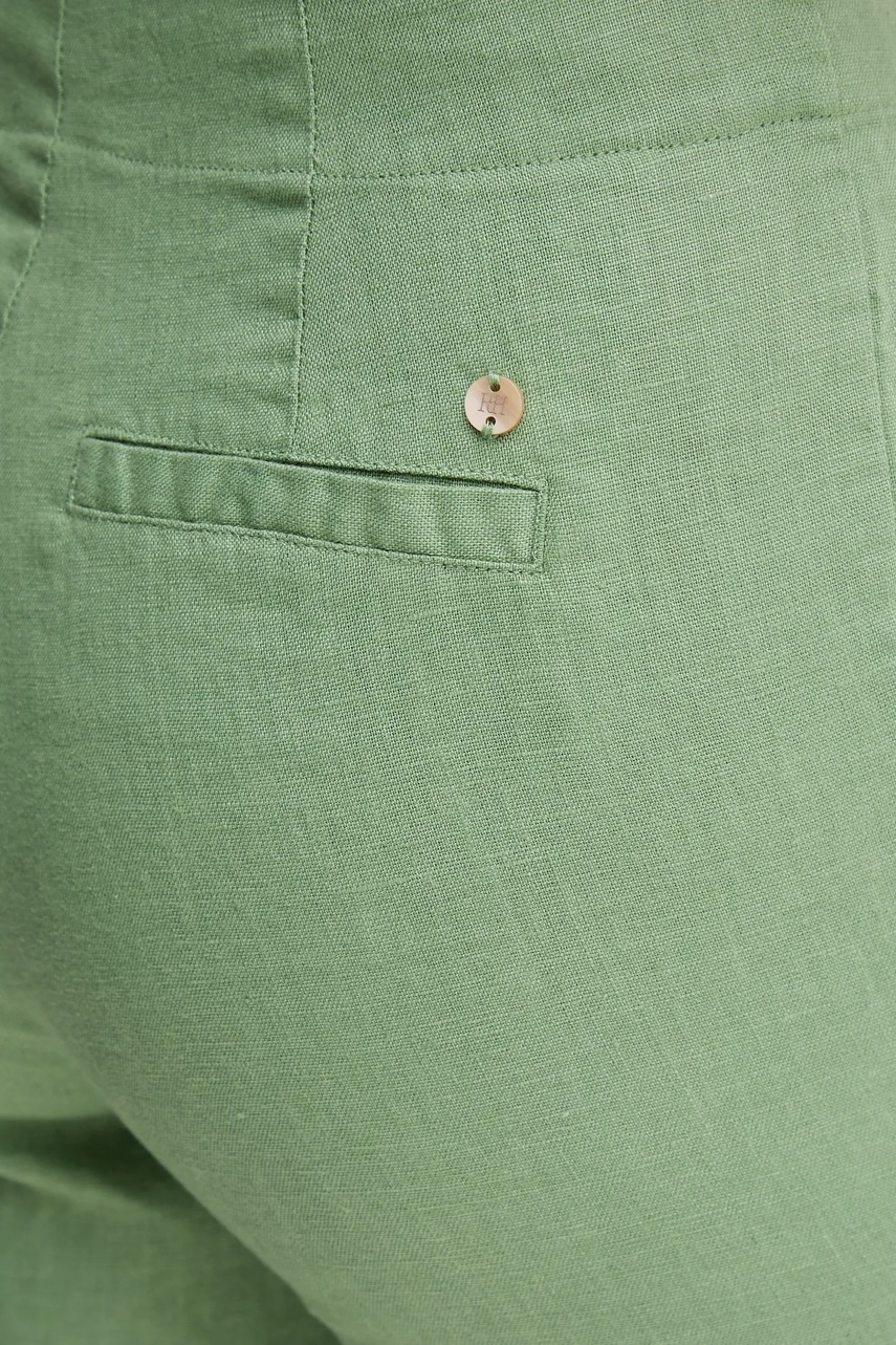 Λινό παντελόνι Pedro del Hierro χρώμα: πράσινο, 7609781 φωτογραφία