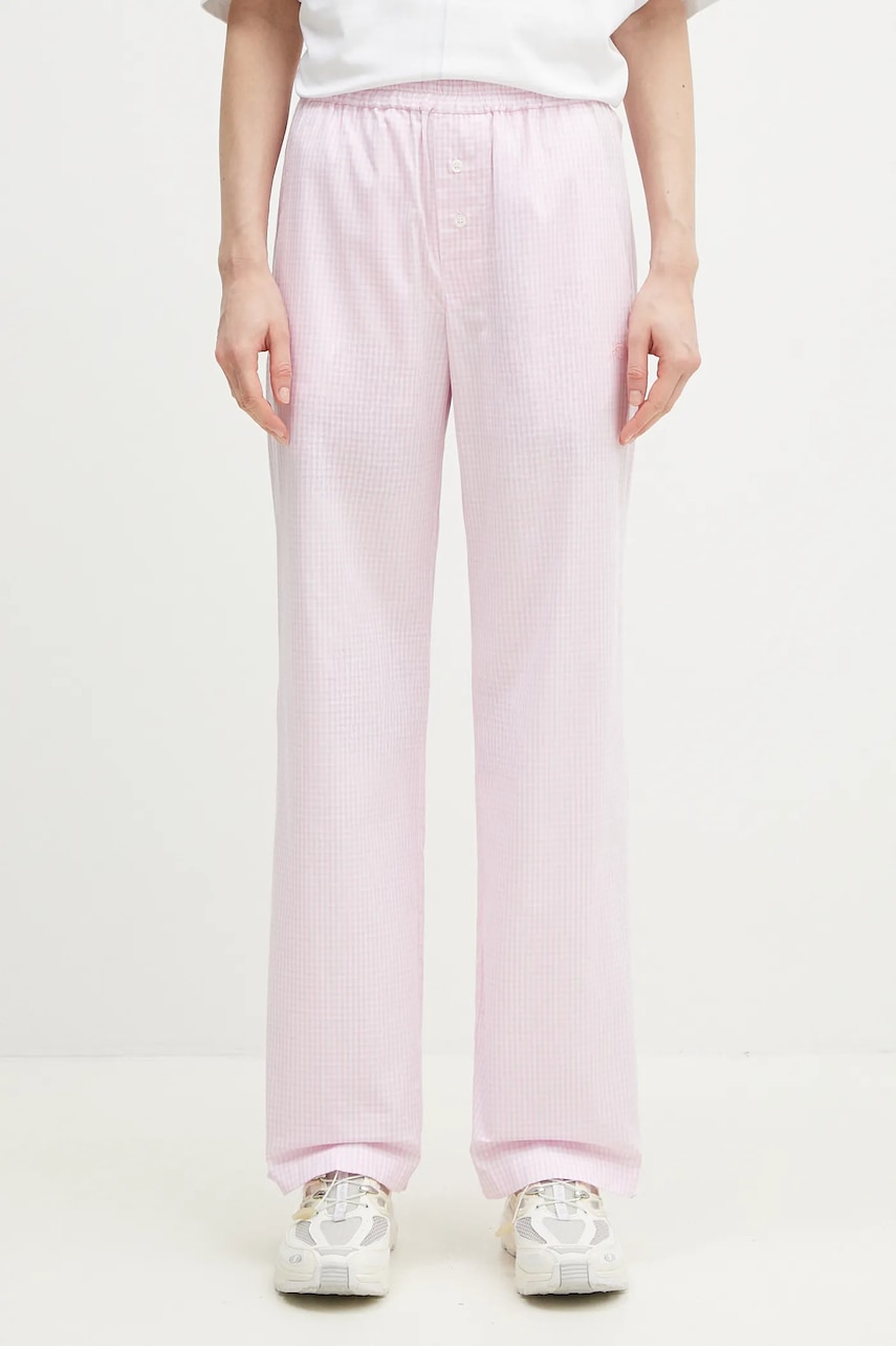 Fiorucci pantaloni de bumbac Gingham Logo culoarea roz, lat, high waist, U02SPBPA299CO01PN02