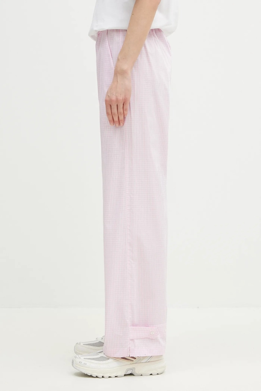 Хлопковые брюки Fiorucci Gingham Logo цвет розовый широкие высокая посадка U02SPBPA299CO01PN02
