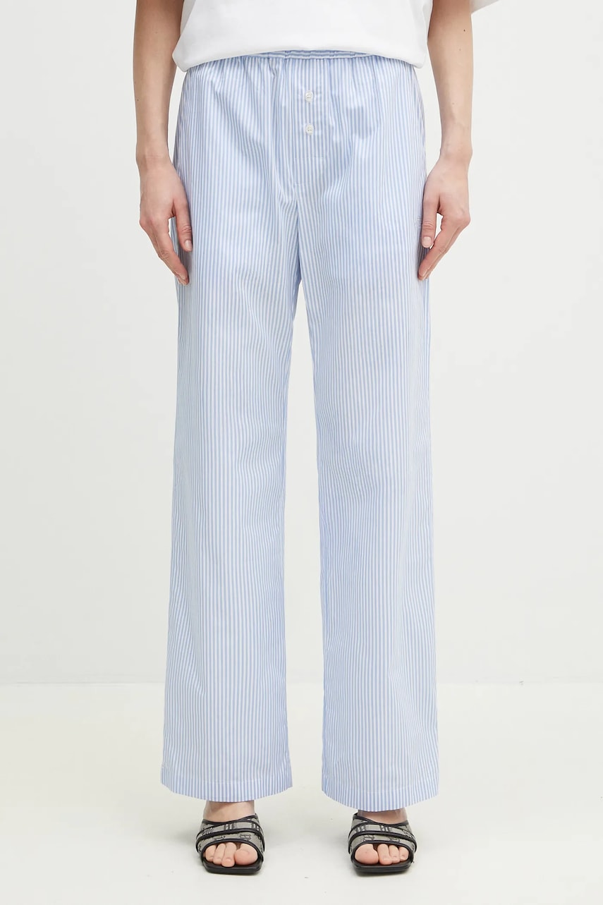 Fiorucci pantaloni de bumbac Striped Logo femei, lat, high waist, U02SPBPA299CO01BL02