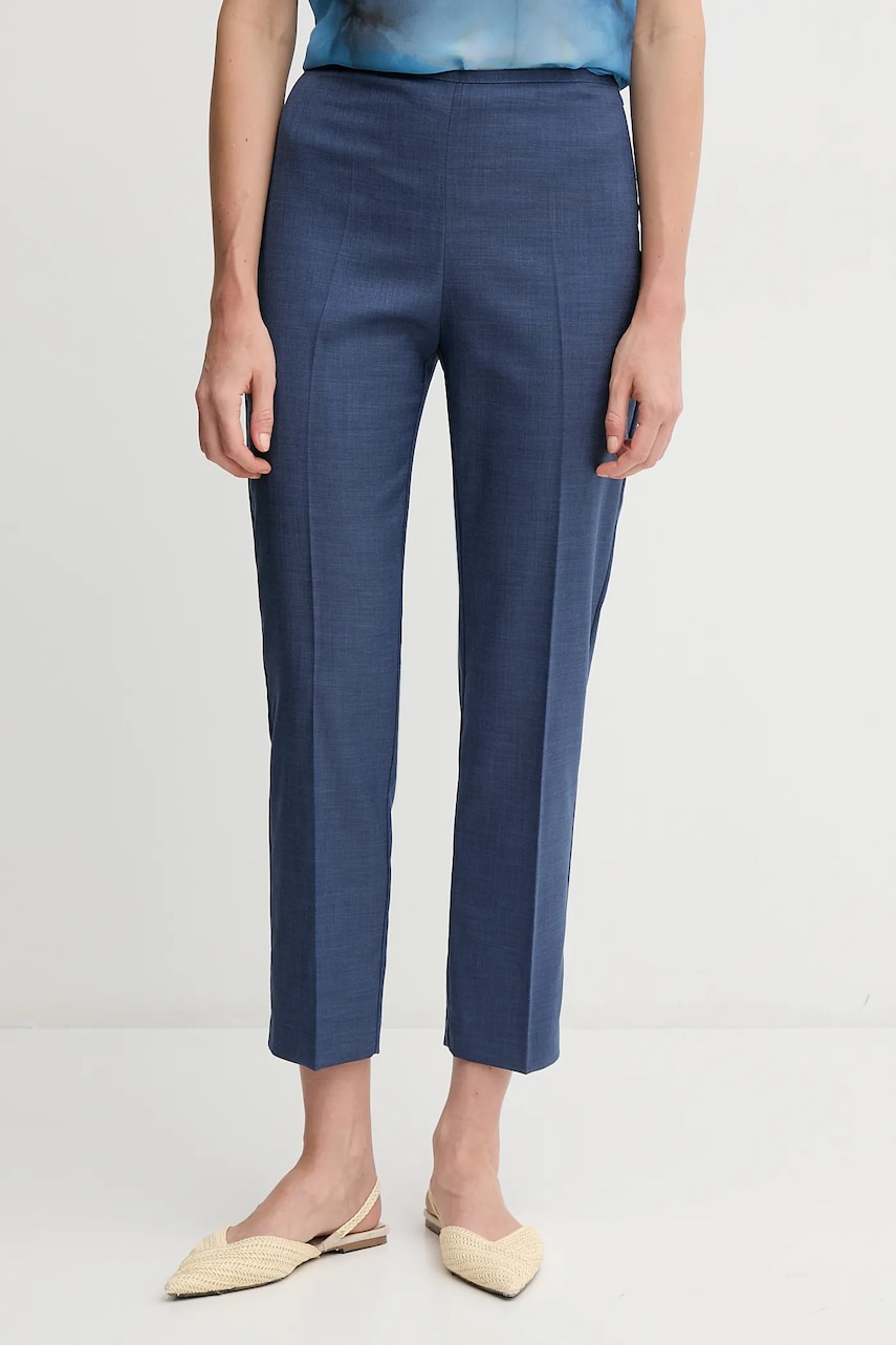 Sandro Ferrone pantaloni femei, culoarea bleumarin, mulata, high waist, S23XBEBERILLIO