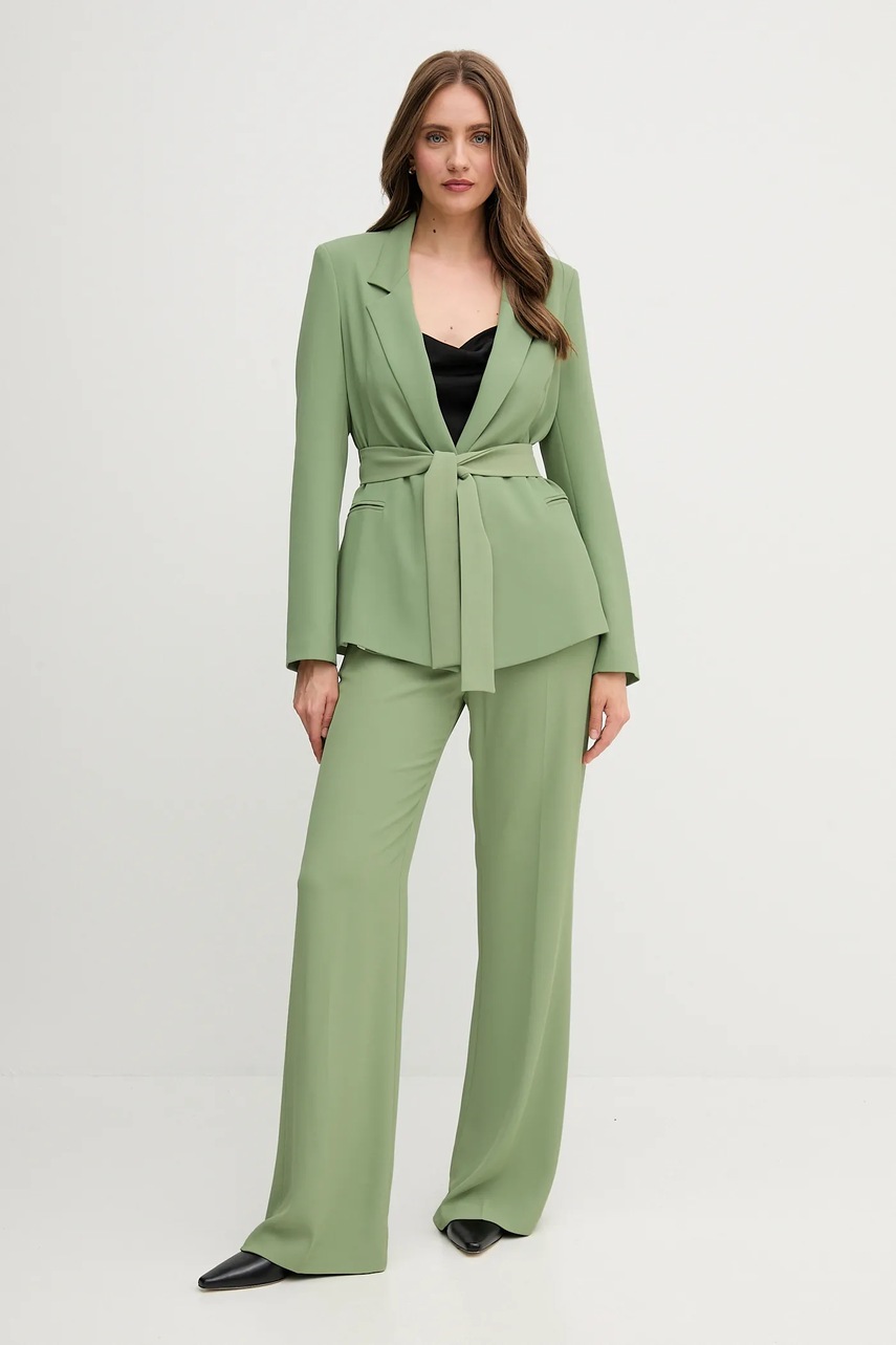 Брюки Sandro Ferrone цвет зелёный широкие высокая посадка S25XBEFRING