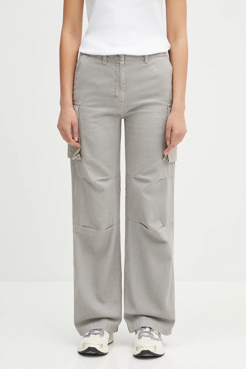 Our Legacy pantaloni Peak Cargo culoarea gri, drept, medium waist, W2254PS