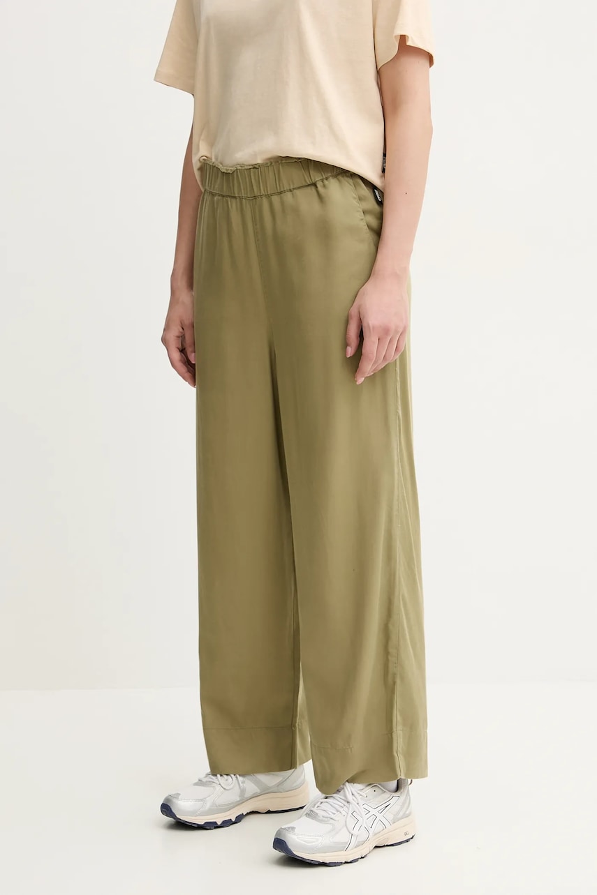 Levně Kalhoty Picture Tylita dámské, zelená barva, široké, high waist, WJS0035