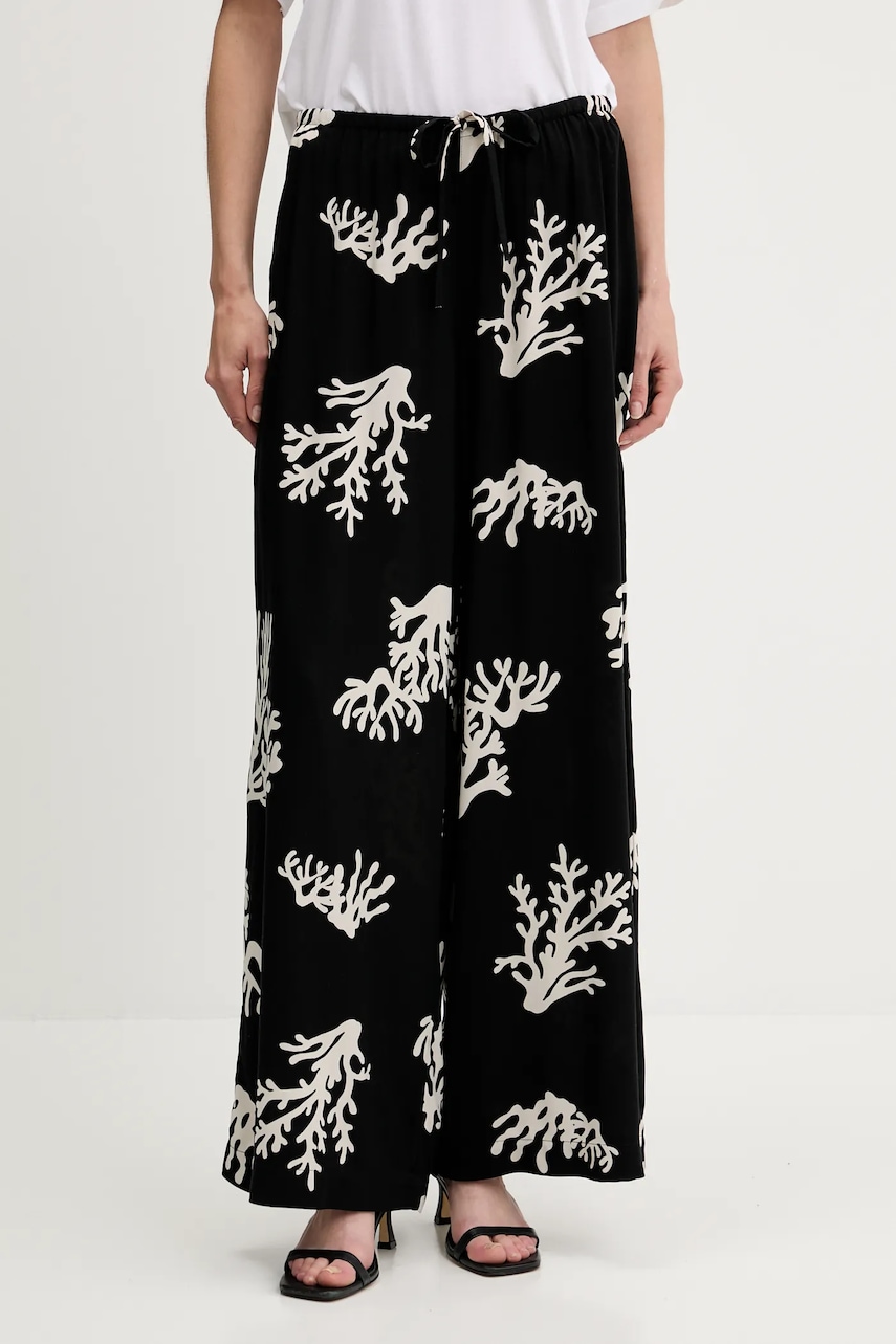 United Colors of Benetton pantaloni culoarea negru, lat, high waist, 4QYZ5F00D