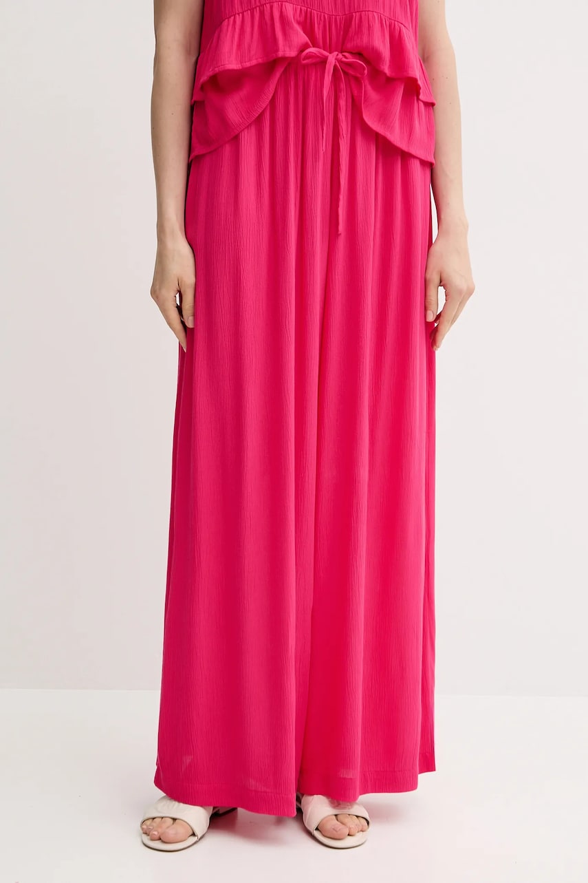 United Colors of Benetton pantaloni culoarea roz, lat, high waist, 4VW95F00C