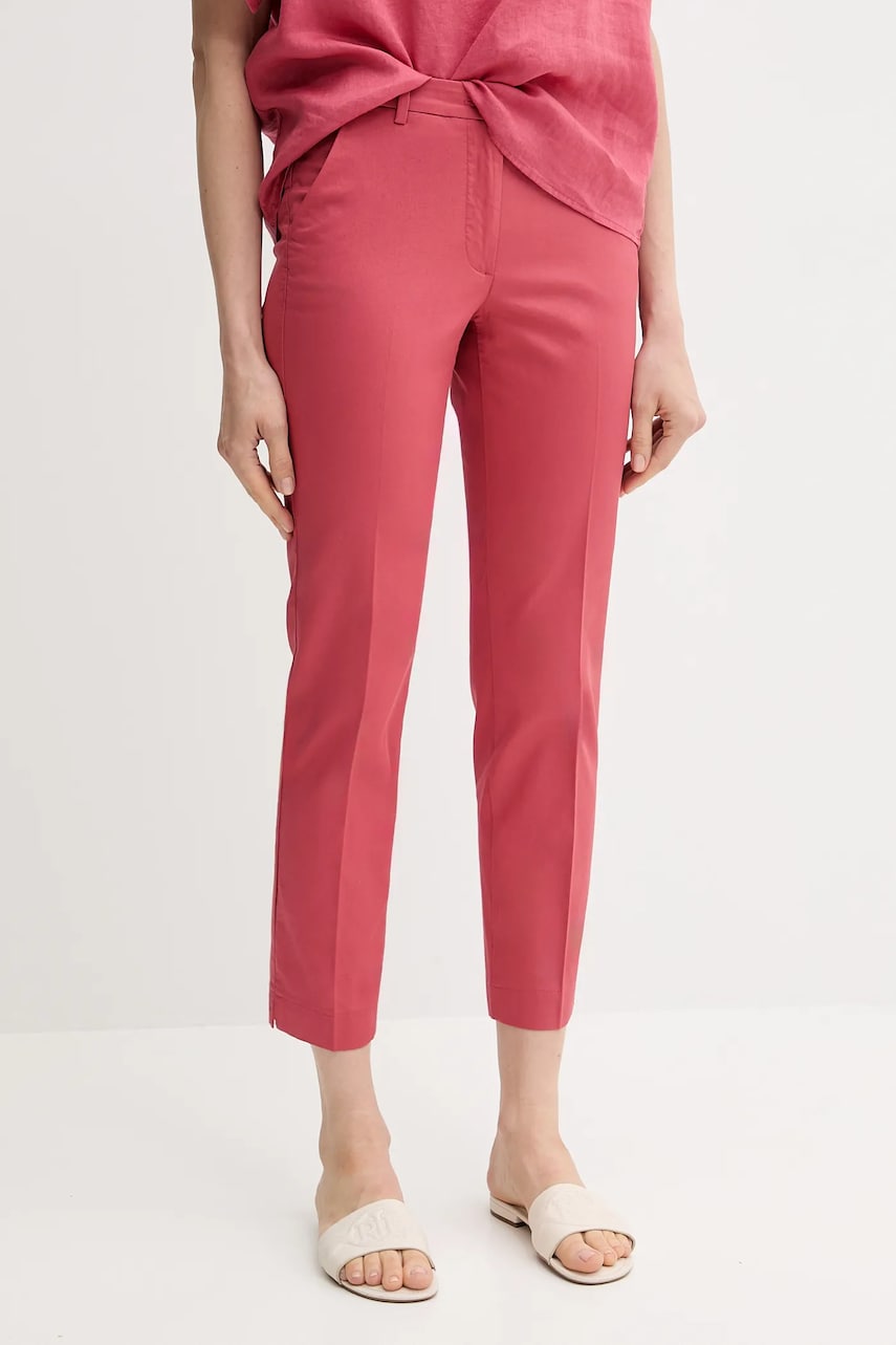 Sisley pantaloni culoarea roz, drept, high waist, 4VPHL5AH6