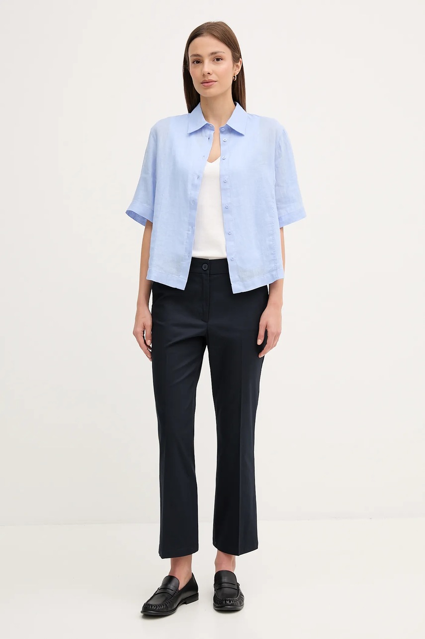 Брюки Sisley цвет синий фасон сигареты средняя посадка 4ENMLE02X
