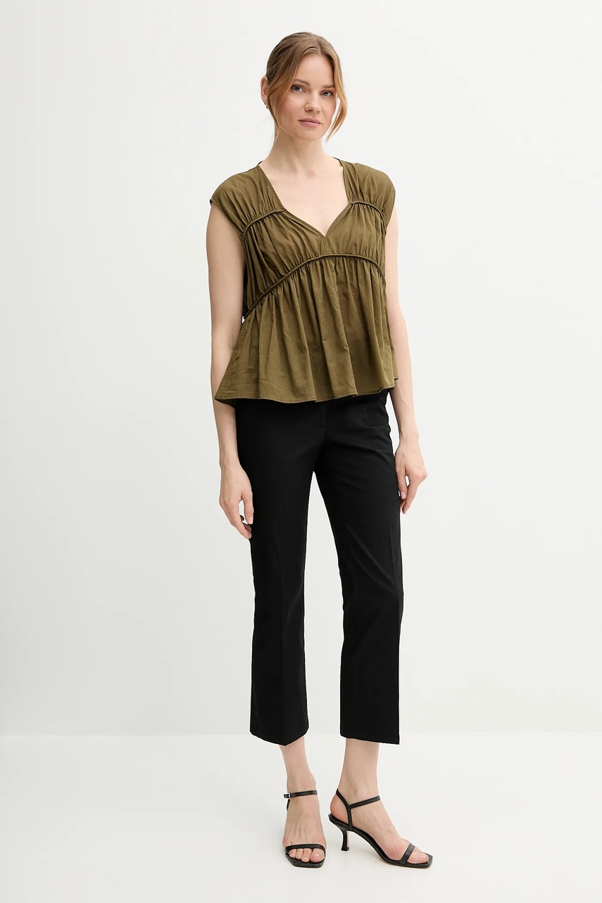 Брюки Sisley цвет чёрный фасон сигареты средняя посадка 4ENMLE02X