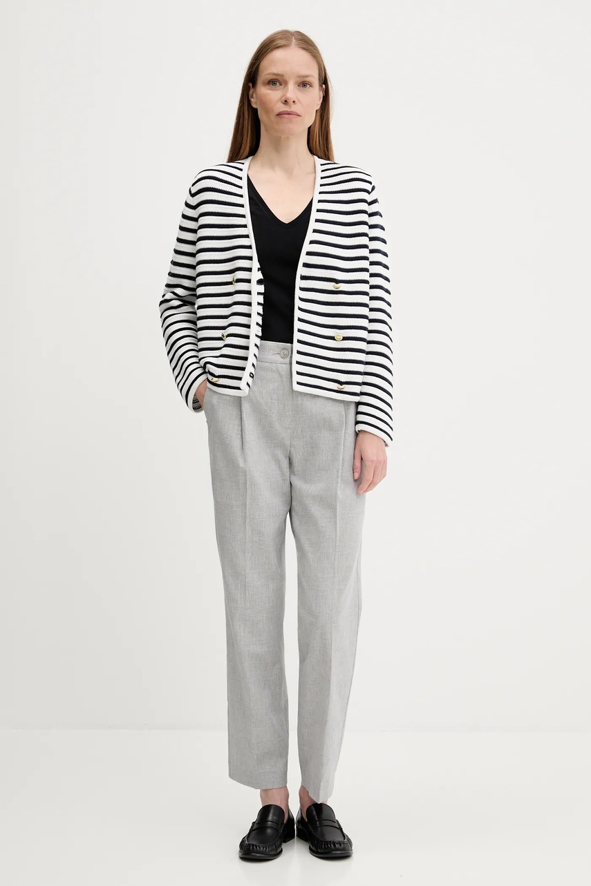 Брюки Sisley цвет серый прямые высокая посадка 4X0KLF06V