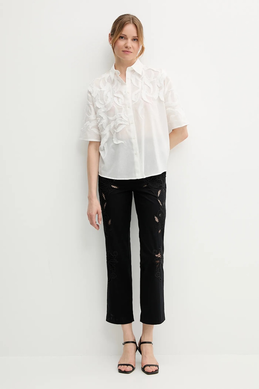 Брюки Sisley цвет чёрный chinos высокая посадка 48R0LF075