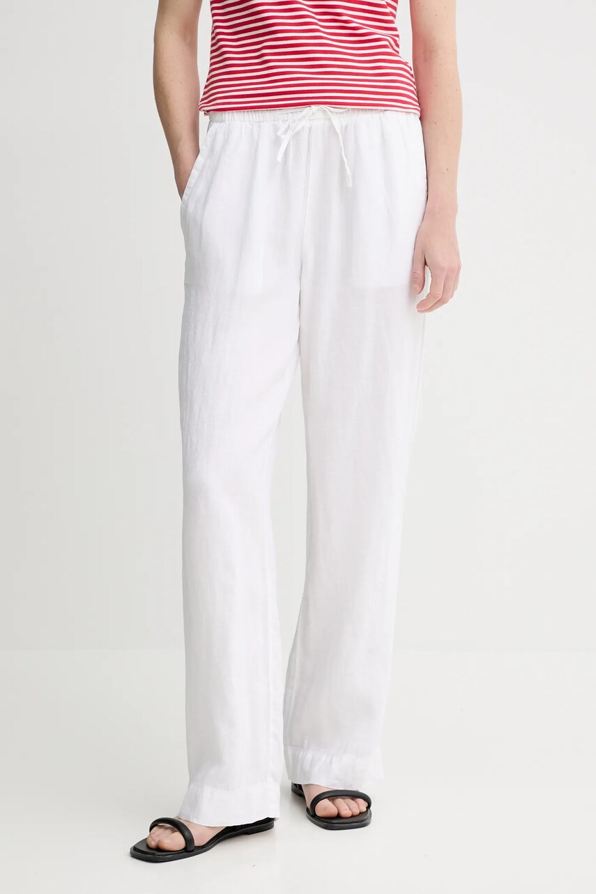 Marc O\'Polo pantaloni din in culoarea alb, lat, high waist, 504011210381