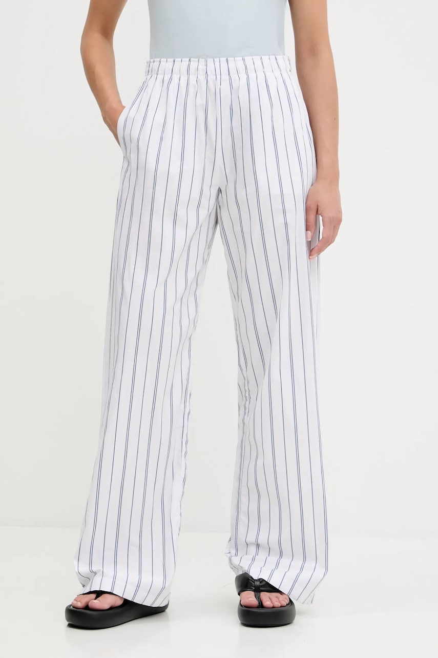 Levně Bavlněné kalhoty Abercrombie & Fitch dámské, bílá barva, high waist, KI156-5289