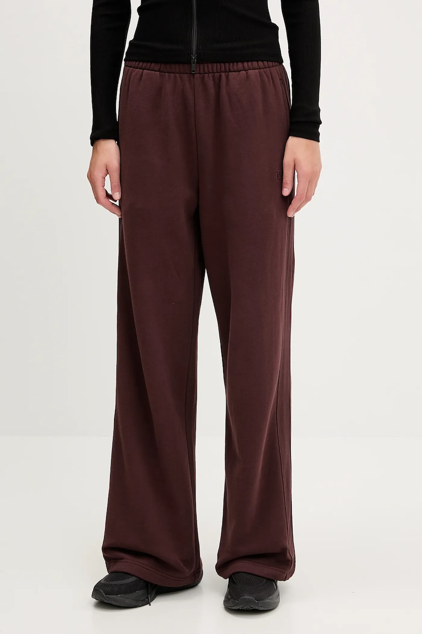 P.E Nation pantaloni de trening din bumbac Adventure culoarea maro, uni, 243P408