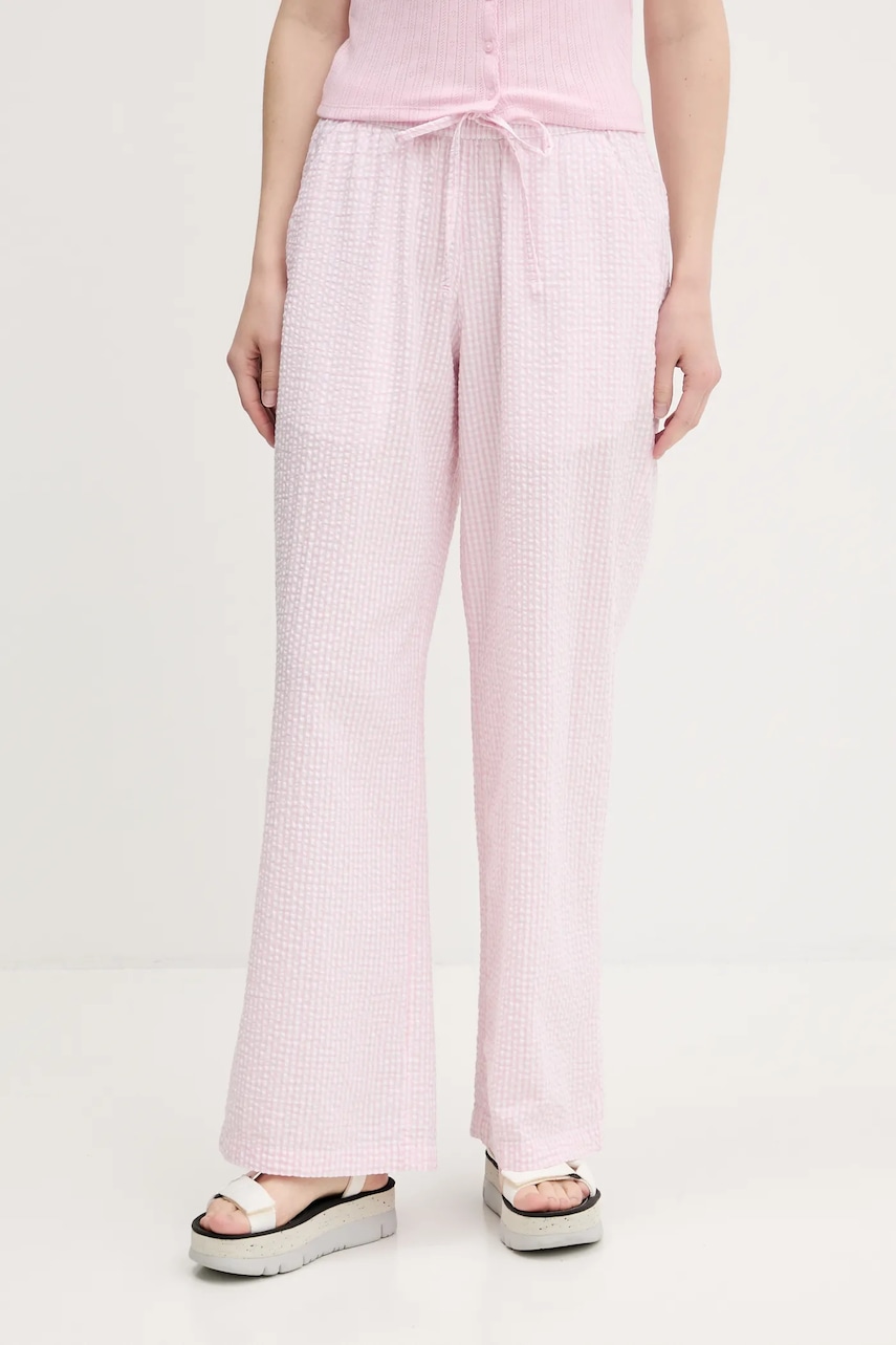 Hollister Co. pantaloni de bumbac culoarea roz, drept, high waist, KI356-5063