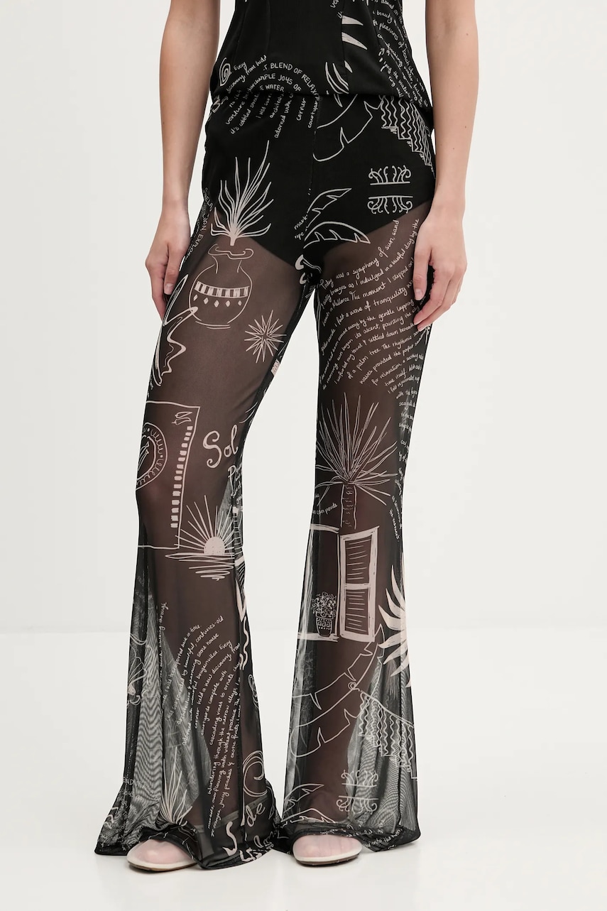 Never Fully Dressed pantaloni culoarea negru, evazati, high waist, NFDTR482