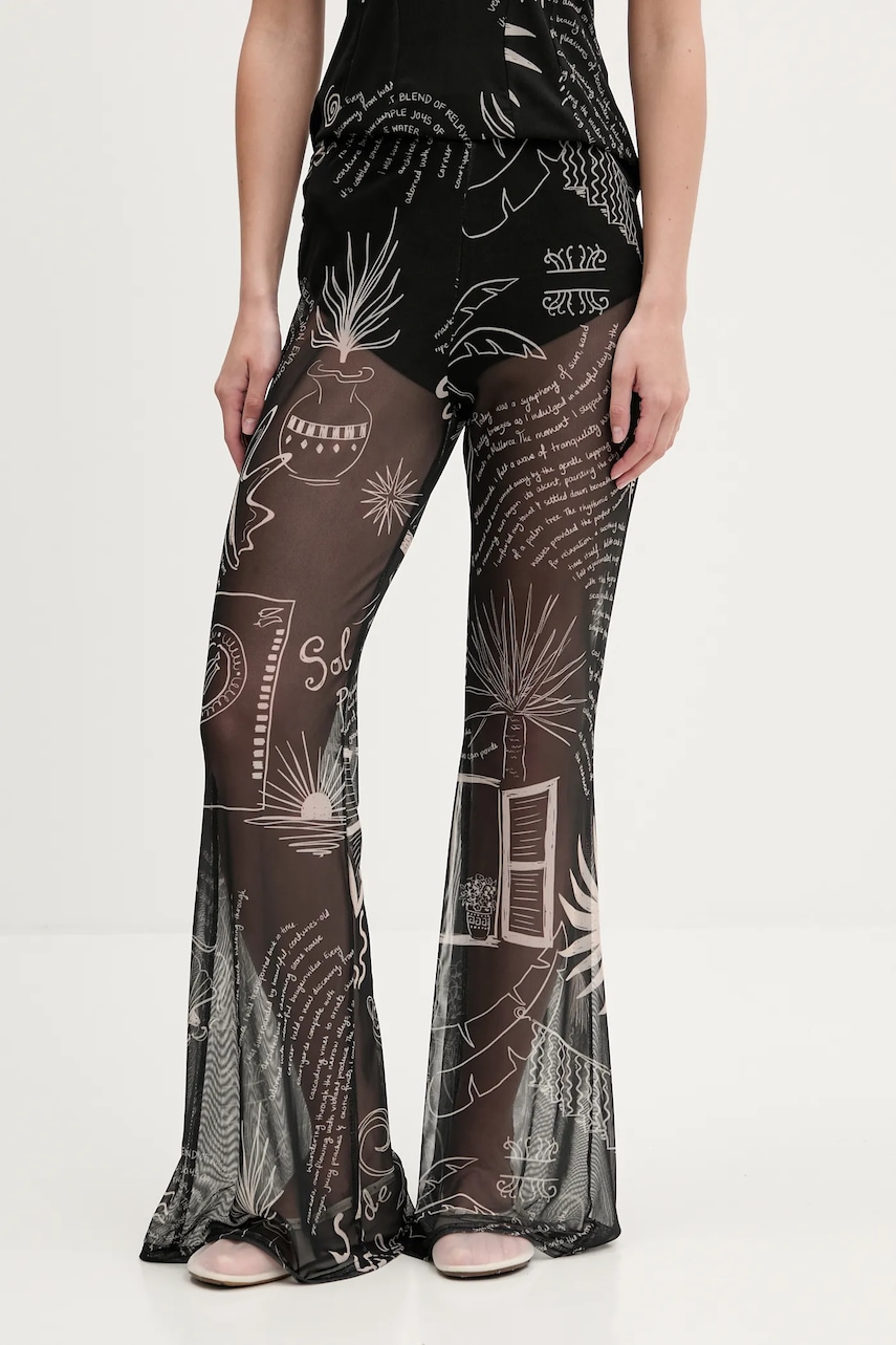 Never Fully Dressed pantaloni culoarea negru, evazati, high waist, NFDTR482