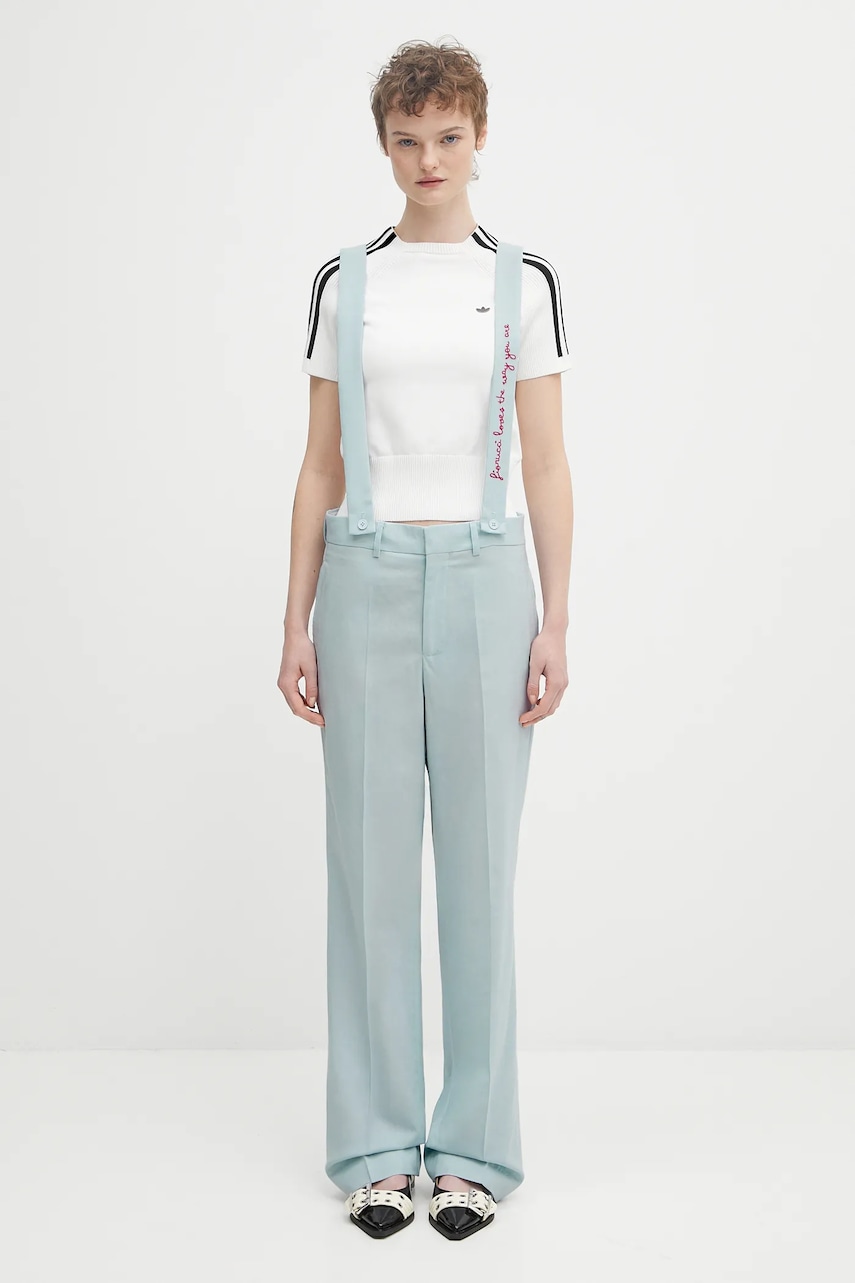 Fiorucci pantaloni de lână Embroidered Suspender drept, high waist, W02SPBPA183WO01BL02