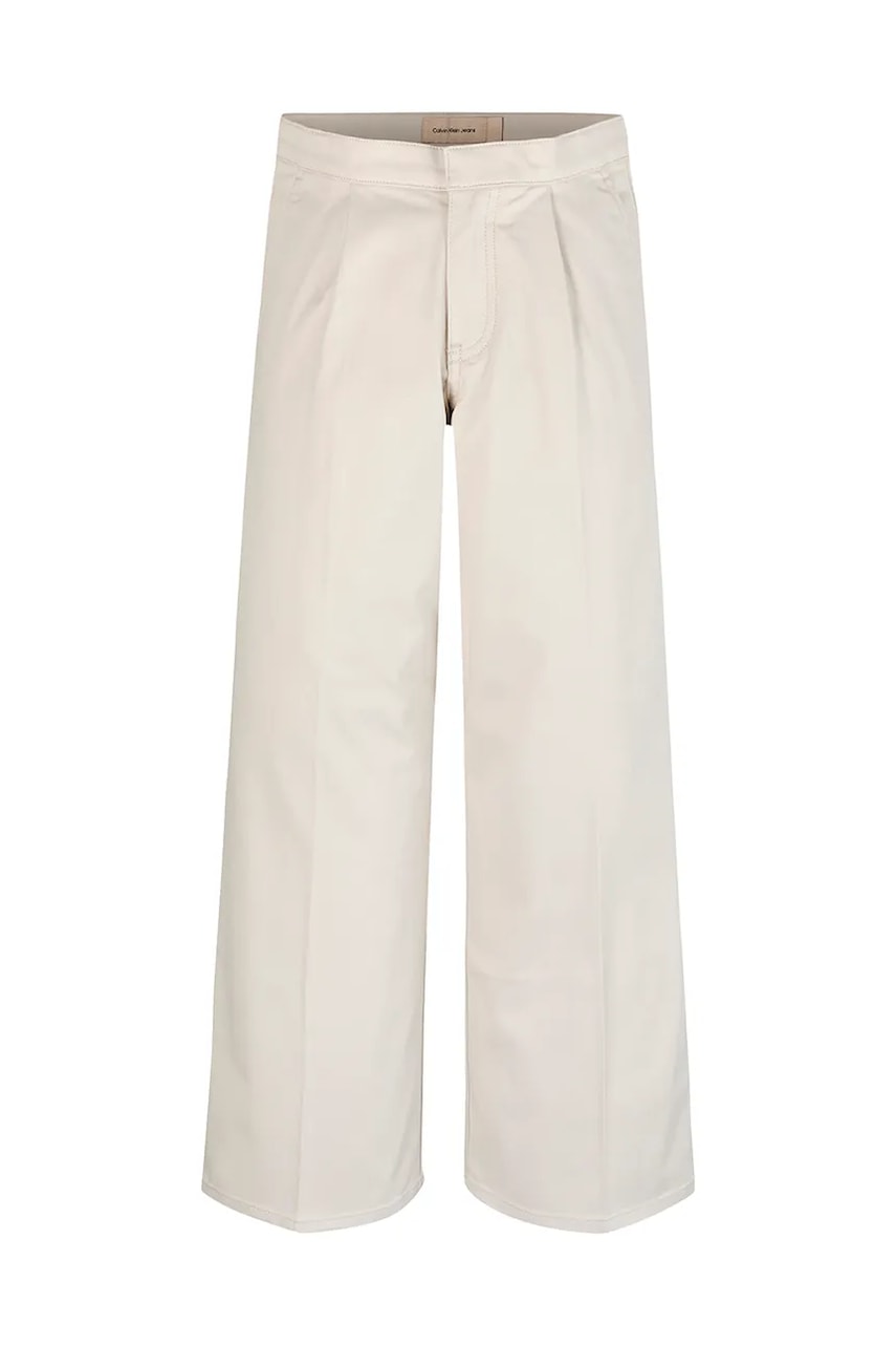 Детские брюки Calvin Klein Jeans HR WIDE цвет бежевый однотонные IG0IG02778 Детские брюки Calvin Klein Jeans HR WIDE цвет бежевый однотонные IG0IG02778