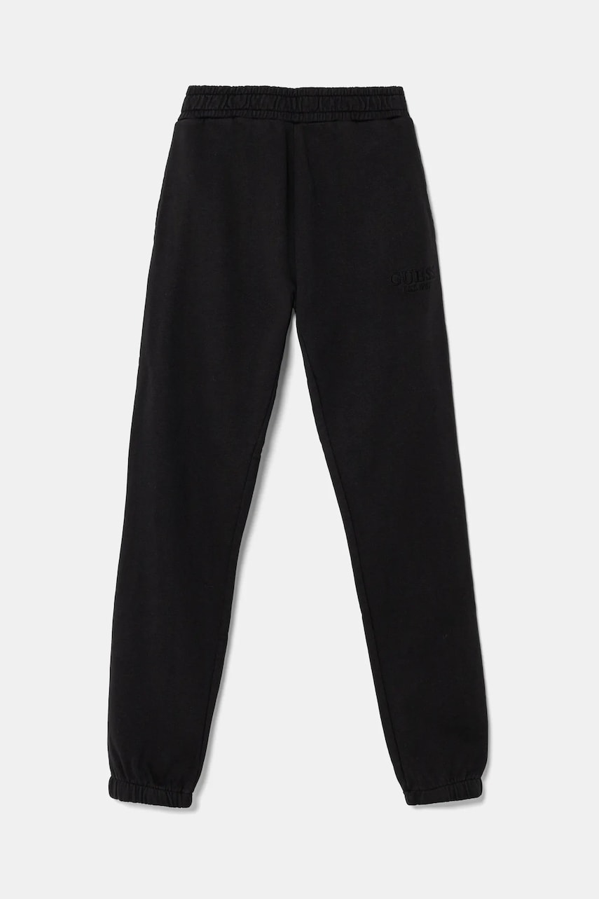 Levně Dětské bavlněné tepláky Guess černá barva, J5RQ12 KAD74