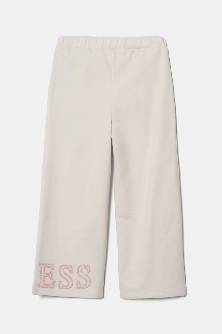 Детские брюки Guess цвет бежевый с аппликацией K5RQ11 KA6R4