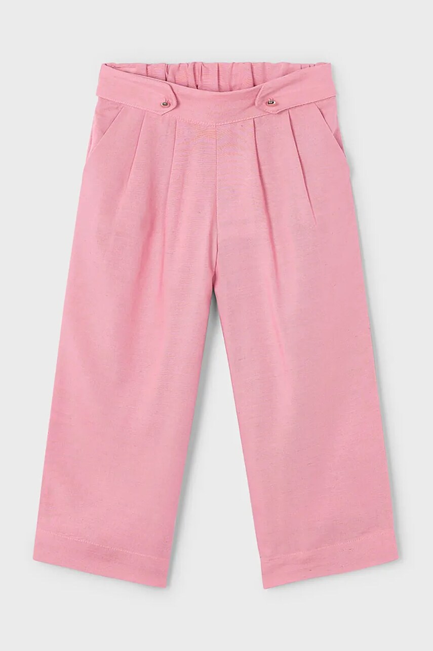 Mayoral pantaloni cu amestec de in pentru copii culoarea roz, neted, 3551